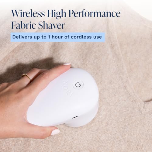 Nori Trim Fabric Shaver - Lint Remover for Clothes & Furniture Couch Pilling - Sweater Pill Remover - Clothes Shaver with 6 Precision Blades - Wireless and Rechargeable - White - color: White
