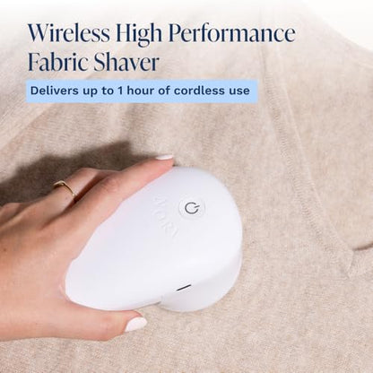 Nori Trim Fabric Shaver - Lint Remover for Clothes & Furniture Couch Pilling - Sweater Pill Remover - Clothes Shaver with 6 Precision Blades - Wireless and Rechargeable - White - color: White