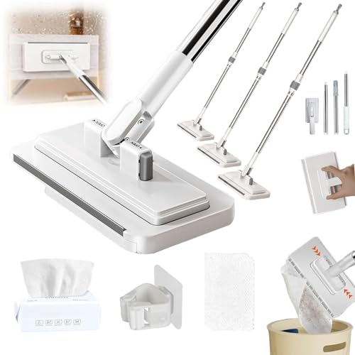 Hands Free Multi Purpose Flat Mop - Lazy Cleaning & Face Towel, Hands Free Flat Mop, Zero Touch Mini Grip Mops, Self-Locking Flats Compatible with Any Cloth, for Walls, Floors, Ceilings (37.41in) - color: 37.41in