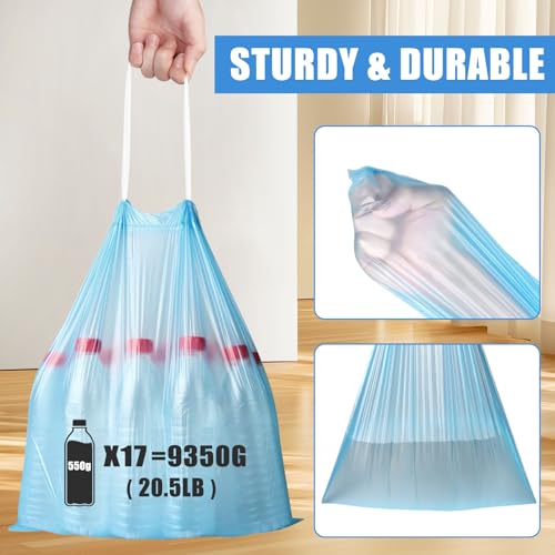 4 Gallon Trash Bags Drawstring 100 Count, JUKFITA Strong Small Garbage Bags, Unscented Trash Can Liners for Bathroom Restroom Office Kitchen, Blue - color: Blue, size: 100 Count (Pack of 1)