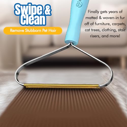 Pet Hair Removal Broom, Handheld Pet Hair Removal Rake & Reusable Lint Roller, Telescopic 56"" Adjustable Handle, Pet Hair Remover for Furniture, Carpet, Rugs, Cars and Bedding