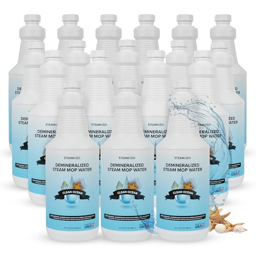 Steam & Go Demineralized Water for Steam Mop – Clean Ocean Scent, 32 oz (Pack of 18) | Scented Floor Cleaner Solution, Ready-to-Use, Compatible with Any Steam Cleaner - size: 32 Fl Oz (Pack of 18)