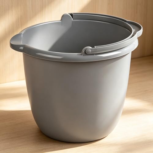 10 Qt. Spout Pail Classic Titanium, Durable Plastic Utility Bucket with Comfort Grip Handle, Easy Pour Spout, Large Mop Opening, Portable Cleaning Pail for Home Garage Basement Bathroom