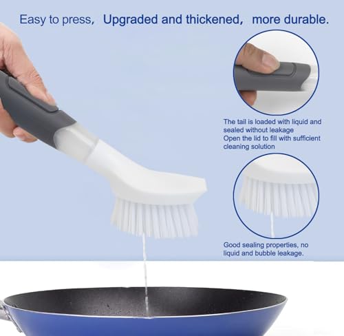 CELOX Dish Scrubber with Soap Dispenser for Pots, Dishes, Bowls and Dish Soap Brush with Soap Dispenser for Dishes, Pans, Sink, Pots
