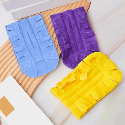 Zubebe 12 Pcs Duster Refill Reusable Fleece Duster Refills Feather Flat Dusters Multi Surface Washable Cleaning Pads Tools for Home, Blinds, Car, Pet, Furniture, Fans (Purple,Light Blue,Yellow) - color: Purple, Light Blue, Yellow