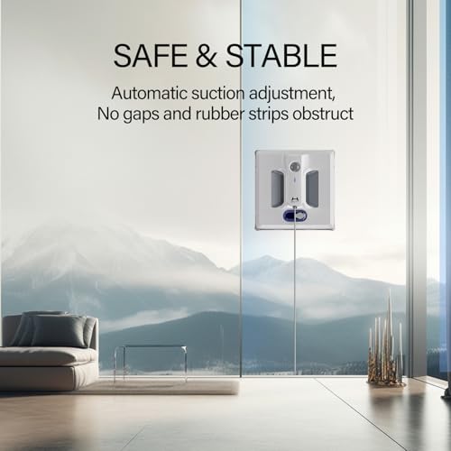 HUTT A1 Auto Window Cleaning Robot, Upgraded 4 Water Spray & 6000PA High Suction Power Window Cleaner with Laser Sensor Detection, Perfect for High-Rise Windows, Tiles and Glass - color: White
