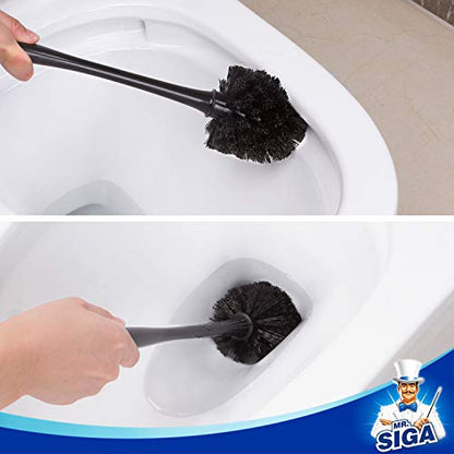 MR.SIGA Toilet Plunger and Bowl Brush Combo for Bathroom Cleaning, Black, 2 Sets - color: Black