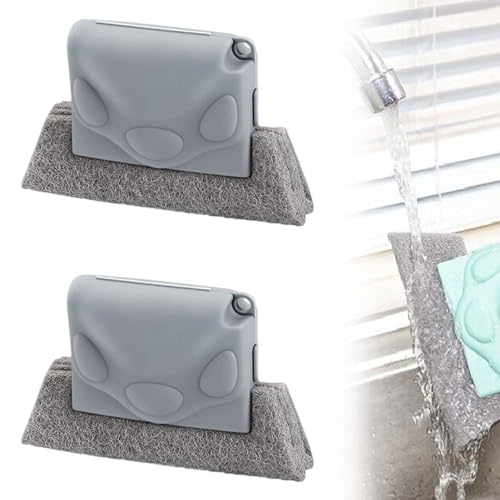 Magic Window Track Cleaner, 2025 Upgraded Window Groove Cleaning Brush Tools Set, Hand-held Window Track Cleaner Brushes Tools, Sliding Track Cleaner for Sliding Door, Sill, Tile Lines (2 PCS Grey) - color: 2 Pcs Grey