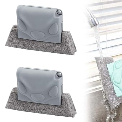 Magic Window Track Cleaner, 2025 Upgraded Window Groove Cleaning Brush Tools Set, Hand-held Window Track Cleaner Brushes Tools, Sliding Track Cleaner for Sliding Door, Sill, Tile Lines (2 PCS Grey) - color: 2 Pcs Grey
