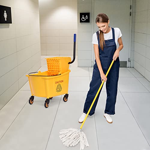 ARLIME Mop Bucket with Wringer On Wheels, 35 Quart Capacity Portable Wringer Trolley on Wheels, Side Press Floor Cleaning Wavebrake w/Handle, Mop Bucket for Home, Commercial, Restaurants - size: 35 Quart
