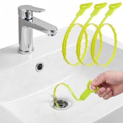 Drain Hair Remover Tool 3 Pcs Set, 20 Inch Flexible Drain Cleaning Snake, Plastic Drain Clog Remover for Sink, Shower, Bathtub and Bathroom Drain, Reusable Hair Removal Tool, Green - color: Green