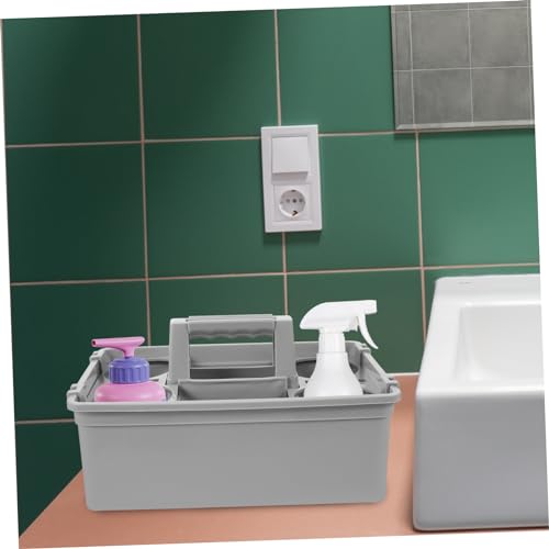 KOMBIUDA Cleaning Supplies Organizer Basket Handle Lightweight Storage for Home Office and Hotel Use Multipurpose Compartmentalized Plastic Basket for Easy Access to Cleaning Sundries