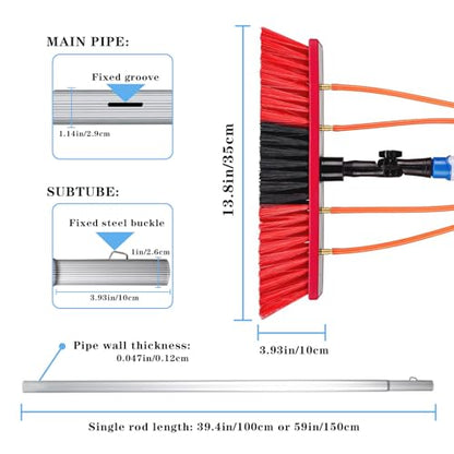 35FT Water Fed Pole Kit Adjustable Solar Panel Cleaning Kit Cleaner Tool for Window Glass Roof Outdoor Glass Brush Window Washing Equipment (35FT) - size: 35FT