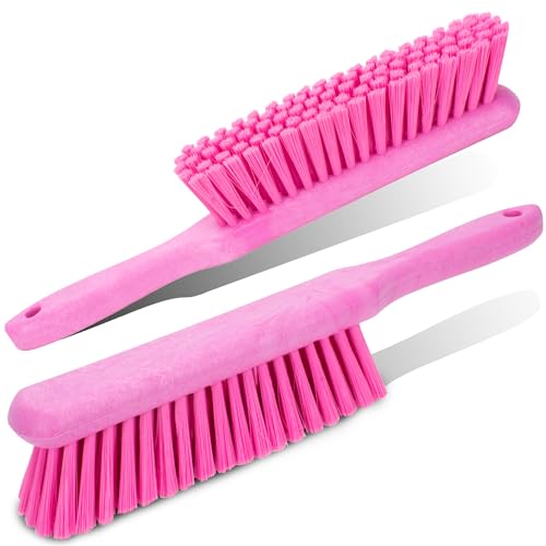 SPARTA 8 Inch Soft Counter Brush with Polyester Bristles and 5 Inch Handle, Color Coded Handheld Broom for Tables Countertops and Foodservice Surfaces, 13 Inch Overall Length, Pink, Pack of 6 - color: Pink