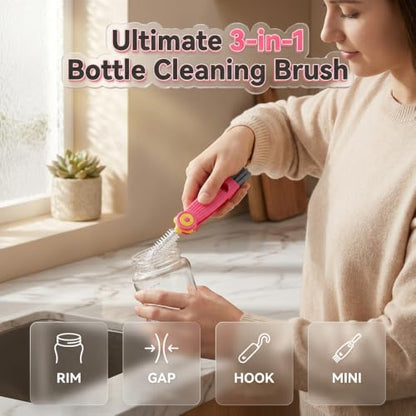 3 in 1 Cup Lid Cleaning Brush, 2026 New 3 in 1 Multifunctional Cleaning Brush Portable Cup Lid Cleaner, Cup Lid Gap Cleaner HomeKitchen Gadgets - color: Red *3