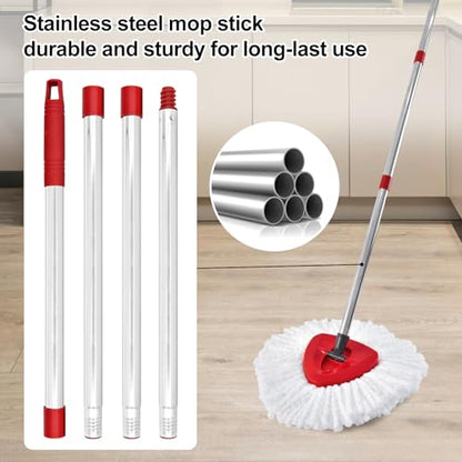 Mop Handle for Ocedar,Spin Mop Replacement Handle Compatible with O Cedar, American Threaded Joint Mop Handle 4-Section 30-to-58 inch Mop Replacement Stick - color: Red