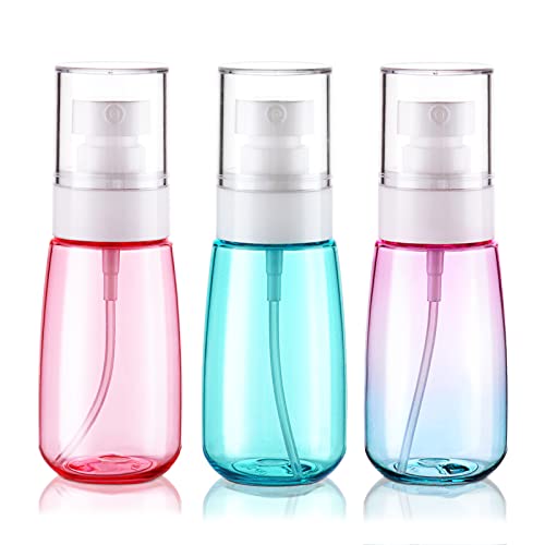 Cosywell Travel Spray Bottle TSA Approved 2oz 60ml 3 Pack Leak Proof Fine Mist Empty Plastic Refillable Spray Bottle for Perfume Essential Oils Toners Rose Water Cosmetics (3color) - color: 3 Assorted Colors, size: 2 oz
