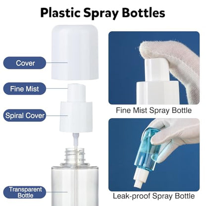 Bynccea Small Spray Bottle Travel Size 3.4oz/100ml Plastic Mini Bottle Set - Fine Mist Mini Empty Spray Bottles - Refillable Spray Bottles for Cleaning Solutions, Perfume, Liquid Cosmetics - color: Blue&Green&Clear