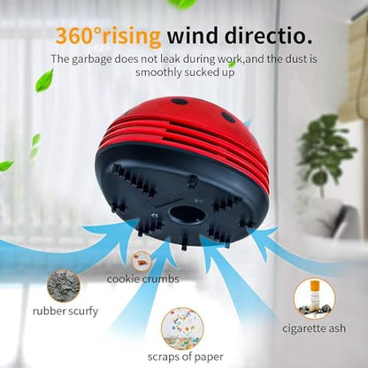 Cute Portable Cartoon Mini Desktop Vacuum Desk Dust Cleaner (Red) - color: Red