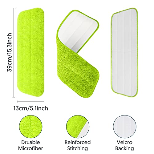 7 Count Reusable Microfiber Mop Pads for Swiffer PowerMop- MEXERRIS PowerMop Refills Hard Wood Floor Mop Pads Machine Washable, Wet Dry Dust Mop Pads Replacement for 13''-15'' Spray Wet Mops - color: Green