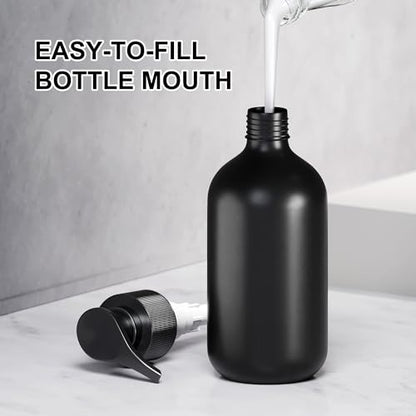 2Pcs Black Soap Dispenser, 16oz Plastic Dish & Hand Soap Dispenser for Kitchen, Empty Liquid & Lotion Dispenser Set for Bathroom Accessories - color: Black Pump