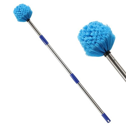 Cobweb Duster with Extension Pole,4-6FT Stainless Steel Spider Web Brush with Pole,Cobweb Duster Outdoor for High Ceilings and Surfaces,Steel Long Handle, Lightweight Cleaner