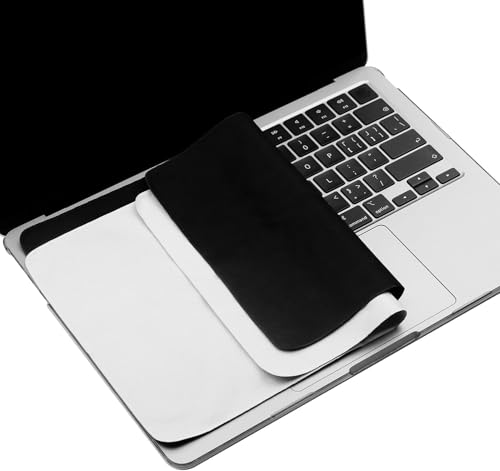 2 Pack Microfiber Liner Cleaning Cloth 15" 16" MacBook Air/MacBook Pro Screen Keyboard Imprint Protection, Keyboard Protector Compatible with MacBook Air 15.3"/MacBook Pro 15"/MacBook Pro 16"-(Bk+Gy) - color: Grey+black（2 Pack）, size: 13.19" x 8.66"