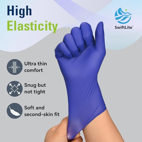 SWIFTLITE Disposable Nitrile Gloves, Food Safe, Latex-Free Powder-Free, Kitchen Rubber Gloves for Cooking and Cleaning - size: Large