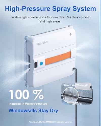 Mamibot W120-DP Window Cleaning Robot, 3200Pa Strong Suction, 10 Cleaning Modes, 4-Spray Water Jet, Smart Edge Detection, App & Remote Control – Ideal for High-Rise Glass, Mirrors & Tiles (Blue) - color: Blue