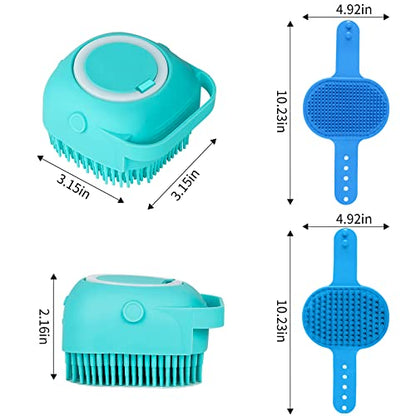 Comotech 6PCS Dog Bath Brush & Dog Toothbrush | Adjustable Handle Shampoo Brush & Scrubber for Short & Long Haired Dogs & Cats | Effectively Solve Odor & Stain Removal Problems (Blue Blue Blue.) - color: Blue Blue Blue
