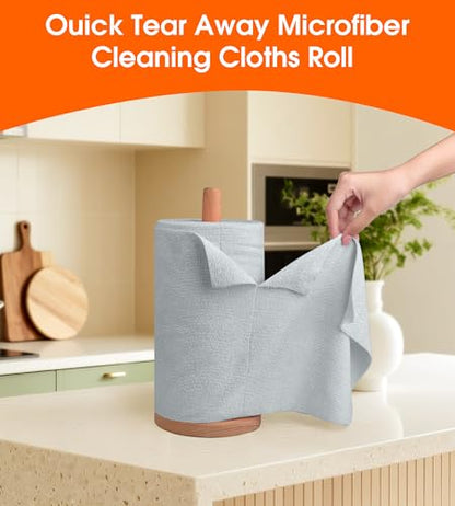 Microfiber Cleaning Cloth Roll - 100 Pack Tear Away Microfiber Paper Towels, Reusable, Washable, Scratch-Free, Kitchen Towels for Car, Home, Kitchen, Glass, Dishes(Cloud Gray) - color: Cloud Gray