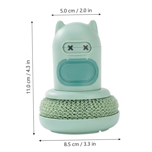 Soap Dispensing Silicone Dish Scrubber Press-to-Dispense Kitchen Scrub Brush for Dishes Pots & Pans - Green - color: Green