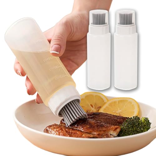 Food - Grade Silicone Oil Brush Bottle | Soft Heat - Resistant, Reusable Basting Tool With Scale, Outdoor Grill Oil Dispenser | Kitchen Squeeze Bottle, Non - Shedding (175ml 2pcs) - size: 175ml 2pcs