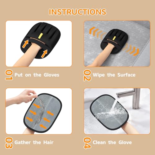 Pet Hair Removal, 2025 Newly Upgraded Five-Finger Electrostatic Pet Hair Removal Glove, Reusable Cat & Dog Hair Remover Tool for Clothing, Couch, Furniture, Carpet, Car Seat, Cat Grooming Glove -1 PCS - color: 1pcs-Black