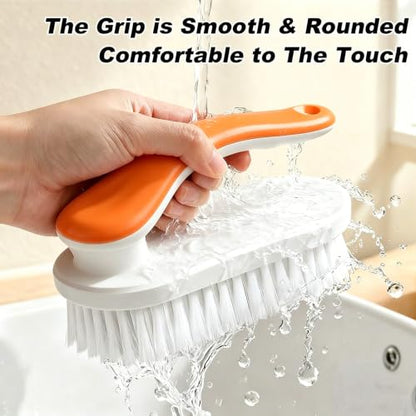 2Pack Shoe Cleaning Brush Household Laundry Clothes Scrubbing for Stains Bathroom Ergonomics Grip Easy Hold (2, Orange) - color: Orange