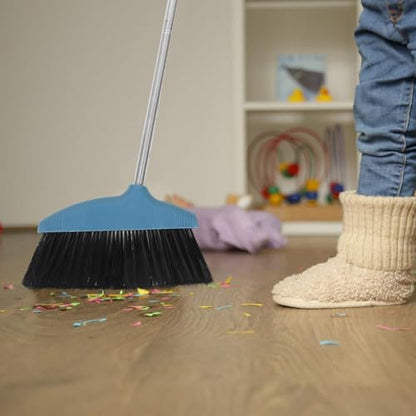 Sosoport Soft Bristle Broom with Long Handle Lightweight Indoor and Outdoor Cleaning Broom for Home and Patio for Kitchen and Lawn Use