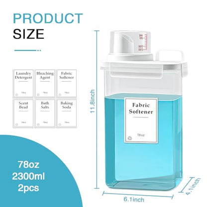 3 Pack Laundry Detergent Dispenser, 78oz Laundry Soap Dispenser, Refluxable Laundry Detergent Container, Plastic Liquid Laundry Detergent Dispenser for Laundry Room Organization with 6 Labels - size: 78 Fl Oz (Pack of 3)