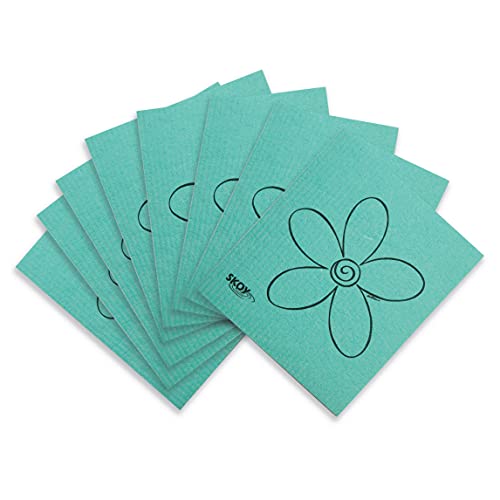 Skoy Cloth, 8-Pack Versatile Swedish Dishcloths for Kitchen and Household Use, Reusable Cleaning Cloths, Planet-Friendly, Dishwasher and Dryer-Safe, Mint Green - color: Mint Green, size: 8-Pack