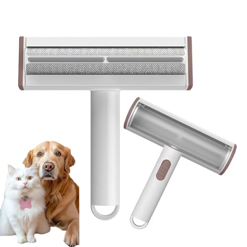 Pet Hair Remover, Lint Brush - Reusable Lint Roller for Cat & Dog Hair on Couch, Carpet, Rugs & Bedding - Portable, Eco-Friendly, No Need for Lint Roller Refills (Brown & White) - color: Brown & White