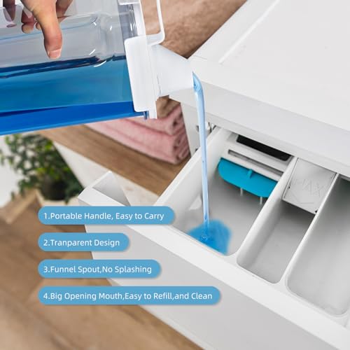 G2 GO2GETHER Laundry Detergent Container,2Pack -95oz Laundry Detergent Dispenser with 5 labels for Laundry Room, Laundry Scent Beads, Powder,Bleach,Soap,Fabric Softener Storage and Organization. - style: 95OZ