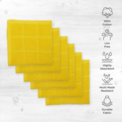 100% Cotton Terry Dish Cloth & Dish Towel, 6 Pack, Super Soft and Absorbent Kitchen Towels, Perfect for Kitchen Cleaning and Dish Washing (Yellow 6 Pack) - color: Yellow 6 Pack