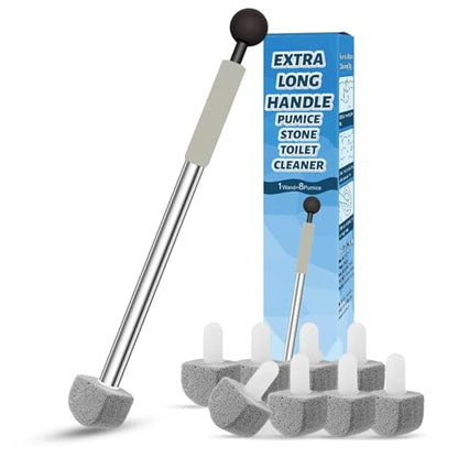 Pumice Stone Toilet Bowl Cleaner,16.7Inch Toilet Pumice Stone with Handle Cleans Hard Water Ring Calcium Buildup&Stains for Toilet Bath Kitchen Household Cleaning (Grey) - color: Gray
