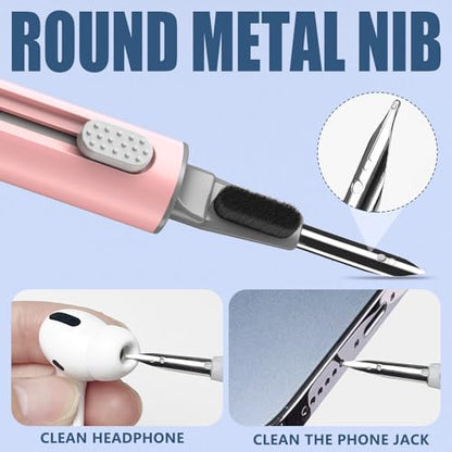 【1 Pack】 Cleaner Kit for Apple Airpods 4 Earbuds,Cleaning Kit Pen Shape with Soft Brush Flocking Sponge Tool for Bluetooth Earphones Headphones Charging Case,Phone,Camera and Computer(Pink) - color: B3-Pink