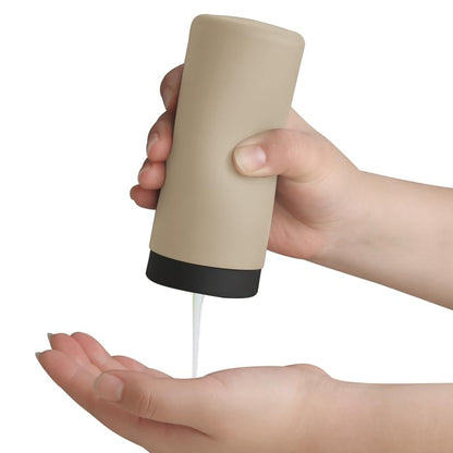 ElmRidge Dish Soap Silicone Dispenser for Kitchen Sink,Squeeze Washing Up Liquid and Hand Soap,Round refillable Silicone Bottles,Easy to Fill and to use, 8.5 oz,Black 2.4 x 2.4 x 5.5 inches (Taupe) - color: Taupe