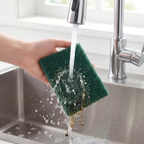 Scrubbing Pads, 6-Pack Green Kitchen Cleaning Scourer – Heavy Duty Scrubber for Pots, Stovetops, Range Hoods, Easy Rinse, Degreasing & Descaling by Ha-Fish&Flame-Gua