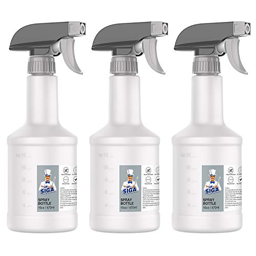 MR.SIGA 16 oz Empty Plastic Spray Bottles for Cleaning Solutions, Heavy Duty Household Reusable Spray Bottles with Measurements and Adjustable Leak Proof Nozzle, 3 Pack - size: 470ml, 3 Pack