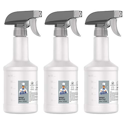 MR.SIGA 16 oz Empty Plastic Spray Bottles for Cleaning Solutions, Heavy Duty Household Reusable Spray Bottles with Measurements and Adjustable Leak Proof Nozzle, 3 Pack - size: 470ml, 3 Pack