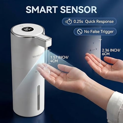 Touchless Automatic Foaming Soap Dispenser | USB Rechargeable Wall Mount 400ml Waterproof Sensor Foam Hand Soap Dispenser for Bathroom Kitchen Kids White - color: White Foam