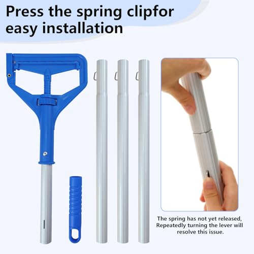 60 Inch Industrial Mop Handle Commercial mop Handle Heavy Duty Industrial mop Bucket mop Handles Heavy Duty Commercial mop Head Replacement and Handles mop Stick Replacement Mop Stick - color: Blue