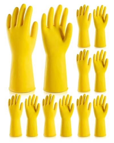 6 Pairs Rubber Cleaning Gloves,Reusable Dishwashing Gloves,Household Dish Gloves for Washing,Cleaning,Kitchen,Painting, Gardening, Pet Care,Extra Thickness,Non-Slip,13", 20 Mil, Heavy Duty,L - color: 6 Pairs, size: Large